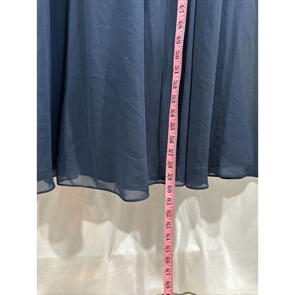 NEW $299 Betsy & Adam [ 12 ] Brooklyn‎ Metallic Embroidered Gown Navy Blue Rose - Picture 7 of 14